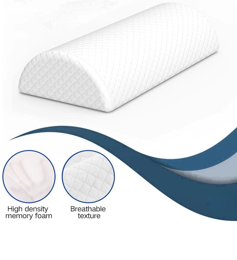 Comfort Bolster Pillow for Legs Back and Head Memory Foam Cotton Cover Lumbar Support Pillow for Semi Roll Pillow