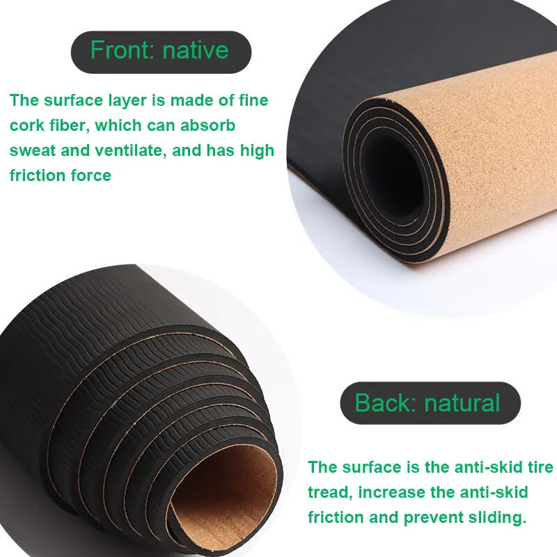 6mm Thickness Eco Friendly Cork Yoga Mat for Beginner Gym Cushion Fitness Rugs Customized