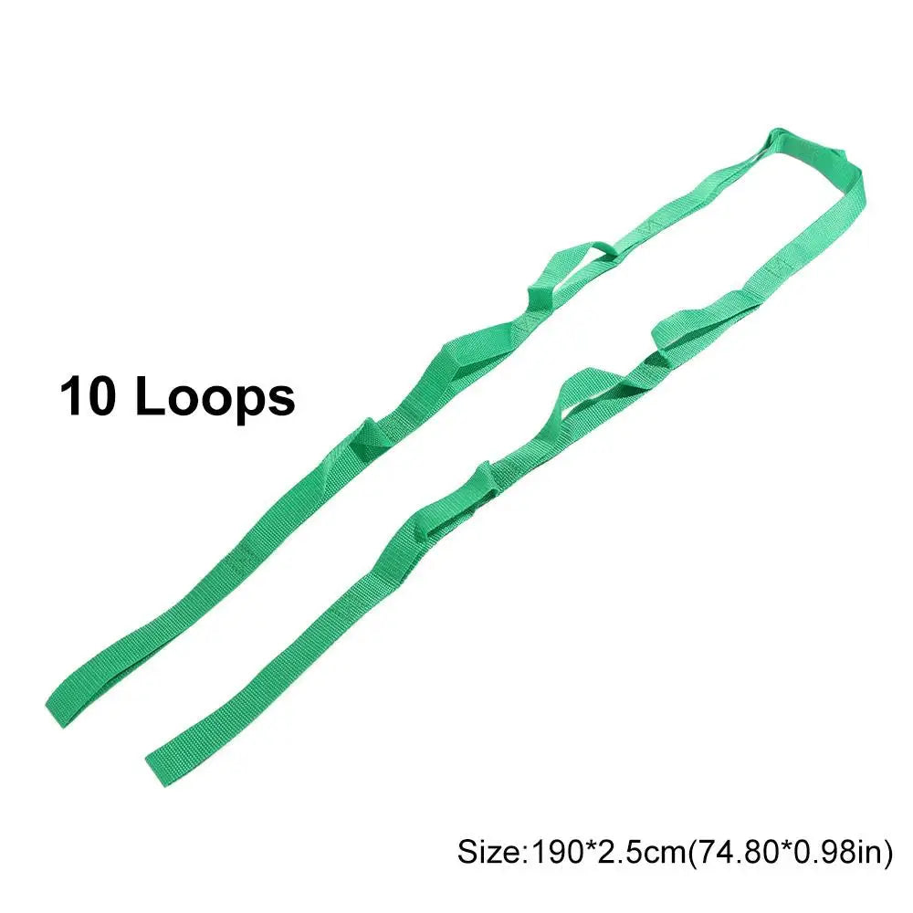 Adjustable Yoga Stretch Band 10 Loops Breathable Non-Elastic Stretch Straps Multi-Section Durable Yoga Resistance Band