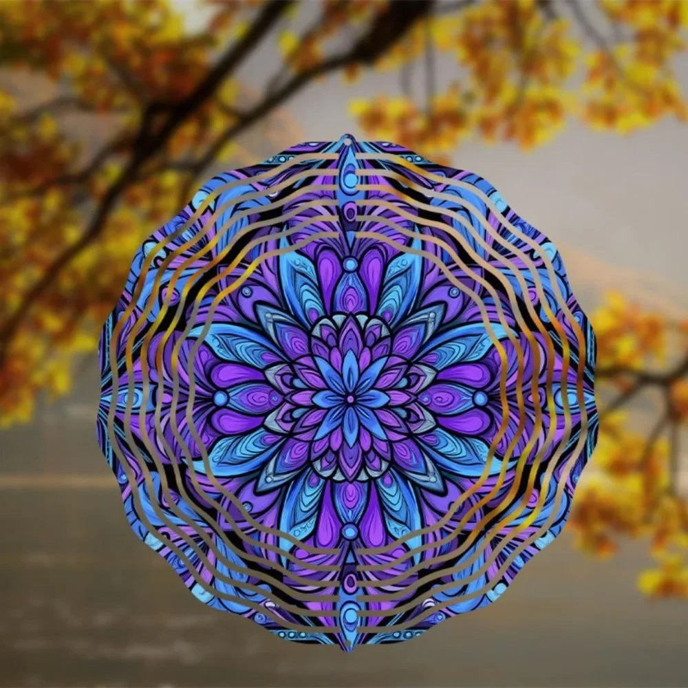 Bohemian Mandala Wind Spinner - Vibrant Metal Design, All-Season Outdoor Decor for Patio Garden Balcony