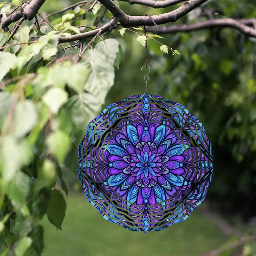 Bohemian Mandala Wind Spinner - Vibrant Metal Design, All-Season Outdoor Decor for Patio Garden Balcony