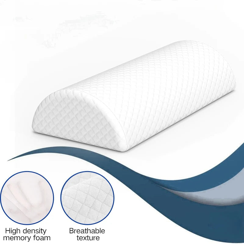 Comfort Bolster Pillow for Legs Back and Head Memory Foam Cotton Cover Lumbar Support Pillow for Semi Roll Pillow