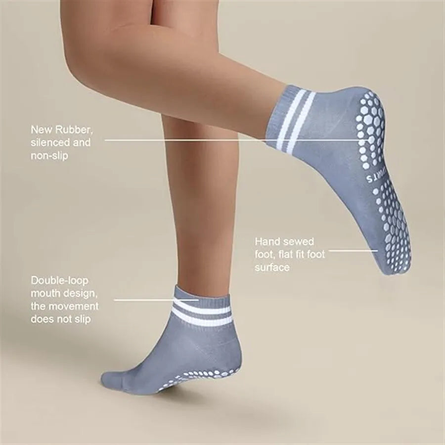Women, for Grip Non Socks Slip Pilates Yoga Socks with Double Stripes Non Slip Socks for Workout, Ballet, Athletic Socks