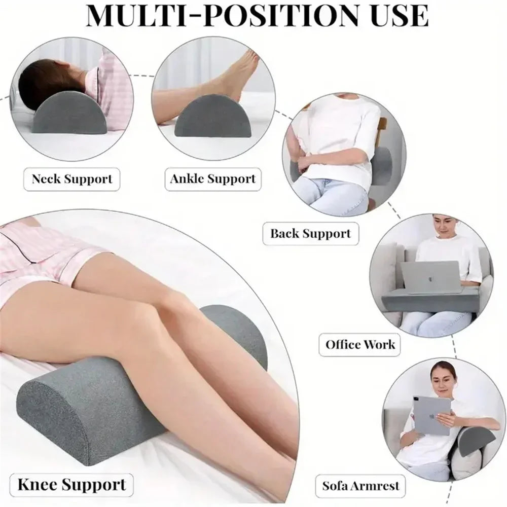 Comfort Bolster Pillow Half Moon Bolster for Legs Back&Head Memory Foam Cotton Cover Lumbar Support Pillow for Semi Roll Pillow