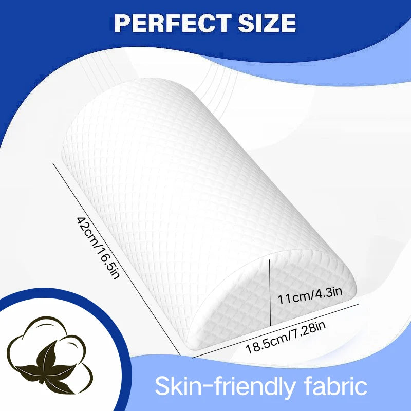 Comfort Bolster Pillow for Legs Back and Head Memory Foam Cotton Cover Lumbar Support Pillow for Semi Roll Pillow
