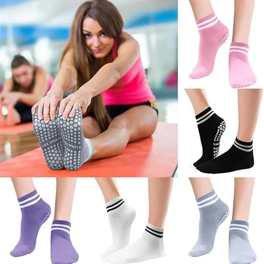 Women, for Grip Non Socks Slip Pilates Yoga Socks with Double Stripes Non Slip Socks for Workout, Ballet, Athletic Socks