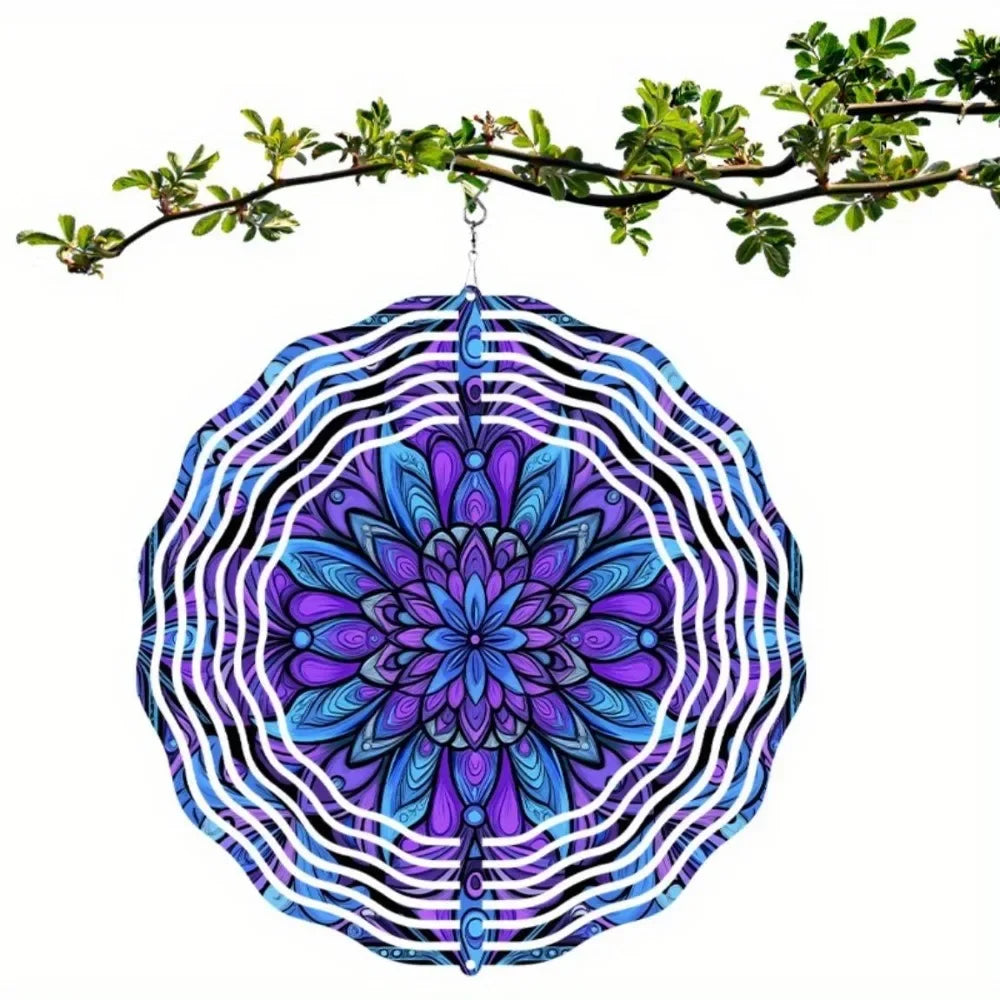 Bohemian Mandala Wind Spinner - Vibrant Metal Design, All-Season Outdoor Decor for Patio Garden Balcony