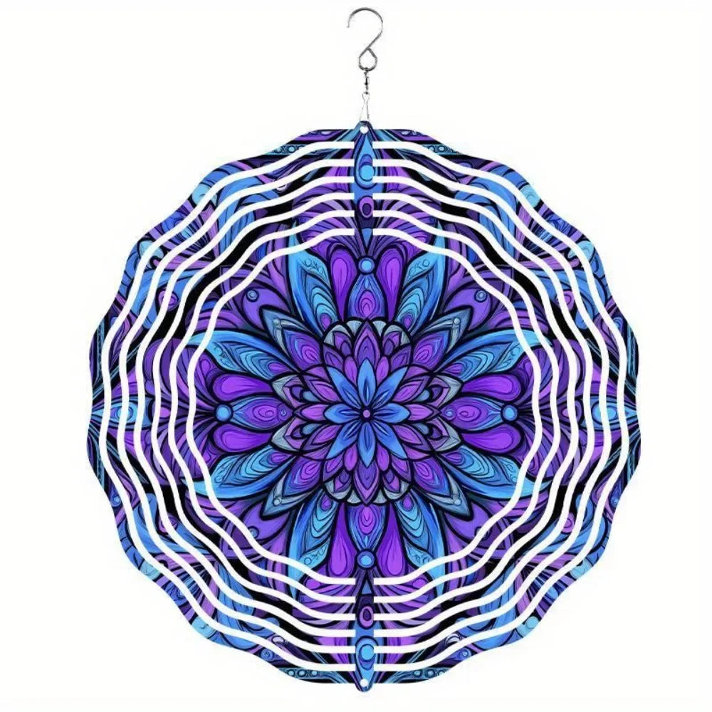 Bohemian Mandala Wind Spinner - Vibrant Metal Design, All-Season Outdoor Decor for Patio Garden Balcony