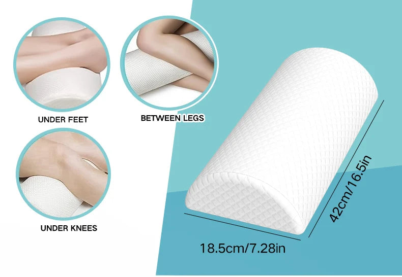 Comfort Bolster Pillow for Legs Back and Head Memory Foam Cotton Cover Lumbar Support Pillow for Semi Roll Pillow