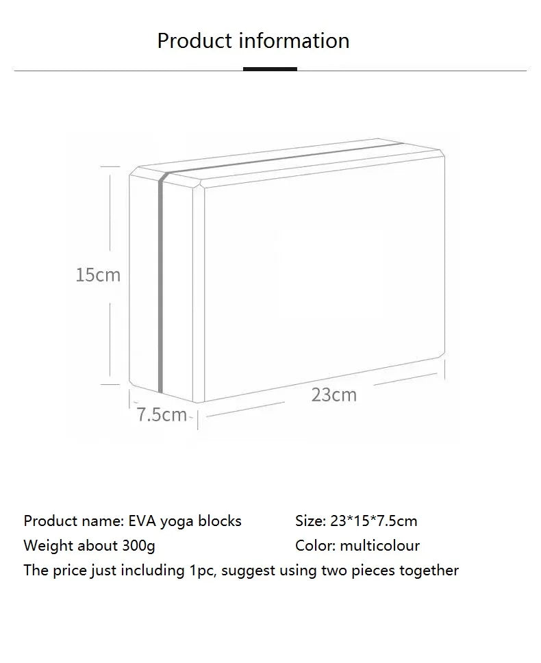 Two Colors EVA Yoga Blocks Gym Foam Brick Training Exercise Blocks Fitness Equipment Yoga Auxiliary Tool Pilates Cushion 1PC260g