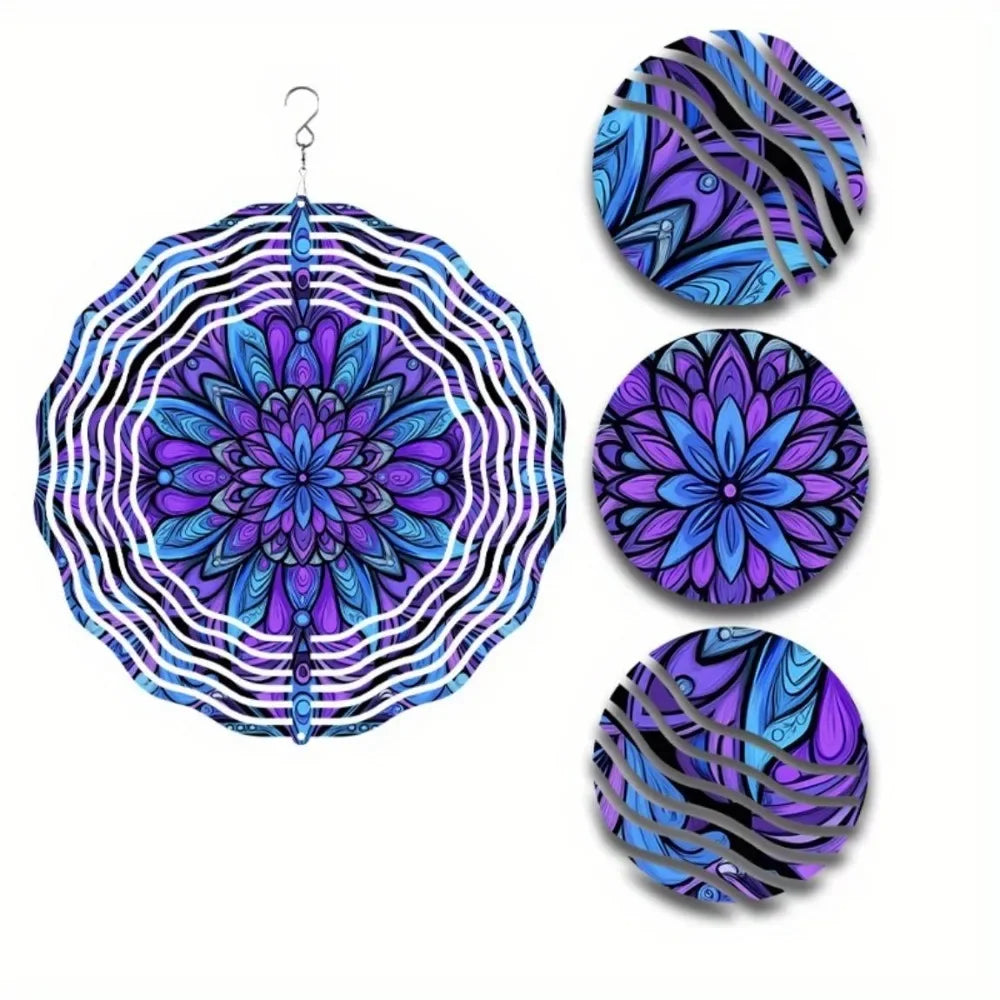Bohemian Mandala Wind Spinner - Vibrant Metal Design, All-Season Outdoor Decor for Patio Garden Balcony