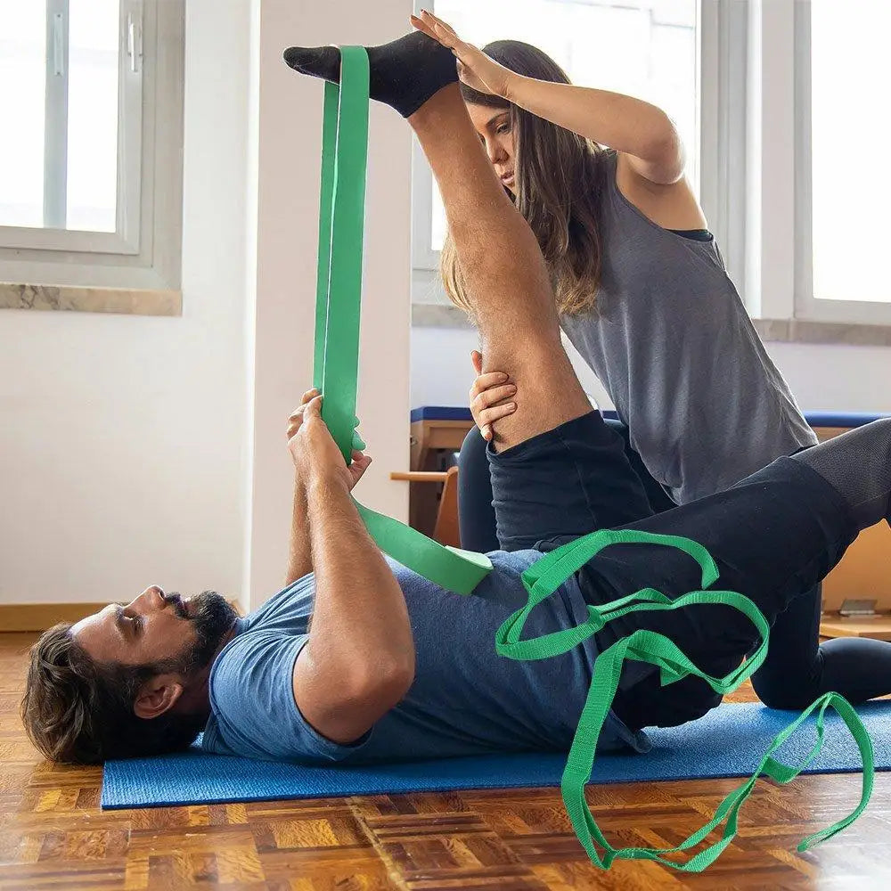 Adjustable Yoga Stretch Band 10 Loops Breathable Non-Elastic Stretch Straps Multi-Section Durable Yoga Resistance Band