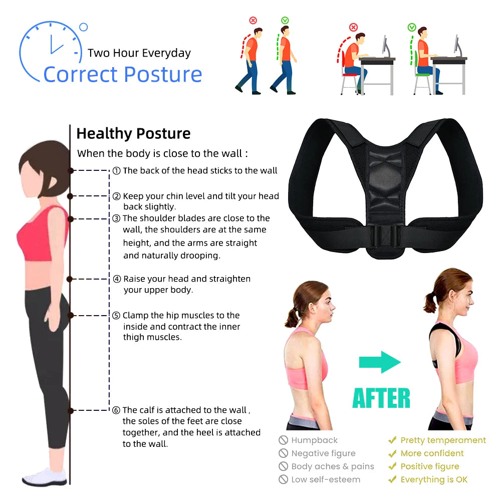 Posture Corrector for Men Women - Adjustable Back Brace for Neck/Shoulder Pain Relief - Upper Spine & Clavicle Support(S/M/L/XL)