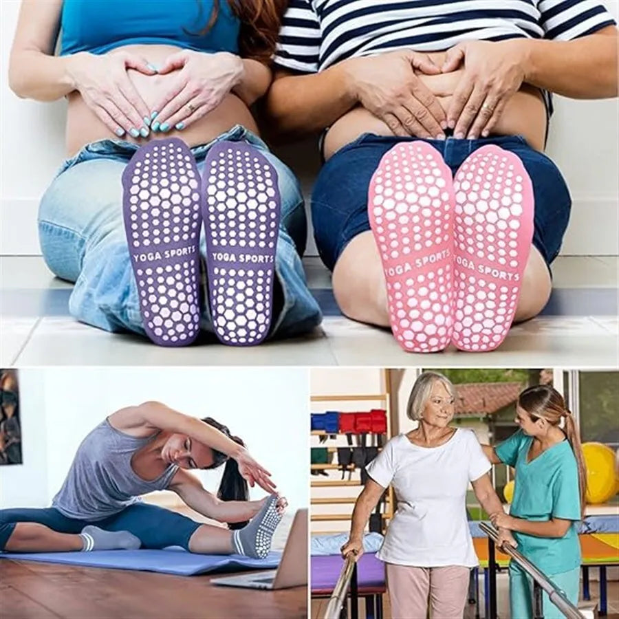 Women, for Grip Non Socks Slip Pilates Yoga Socks with Double Stripes Non Slip Socks for Workout, Ballet, Athletic Socks