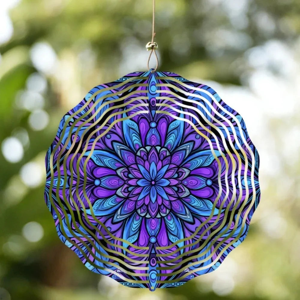 Bohemian Mandala Wind Spinner - Vibrant Metal Design, All-Season Outdoor Decor for Patio Garden Balcony