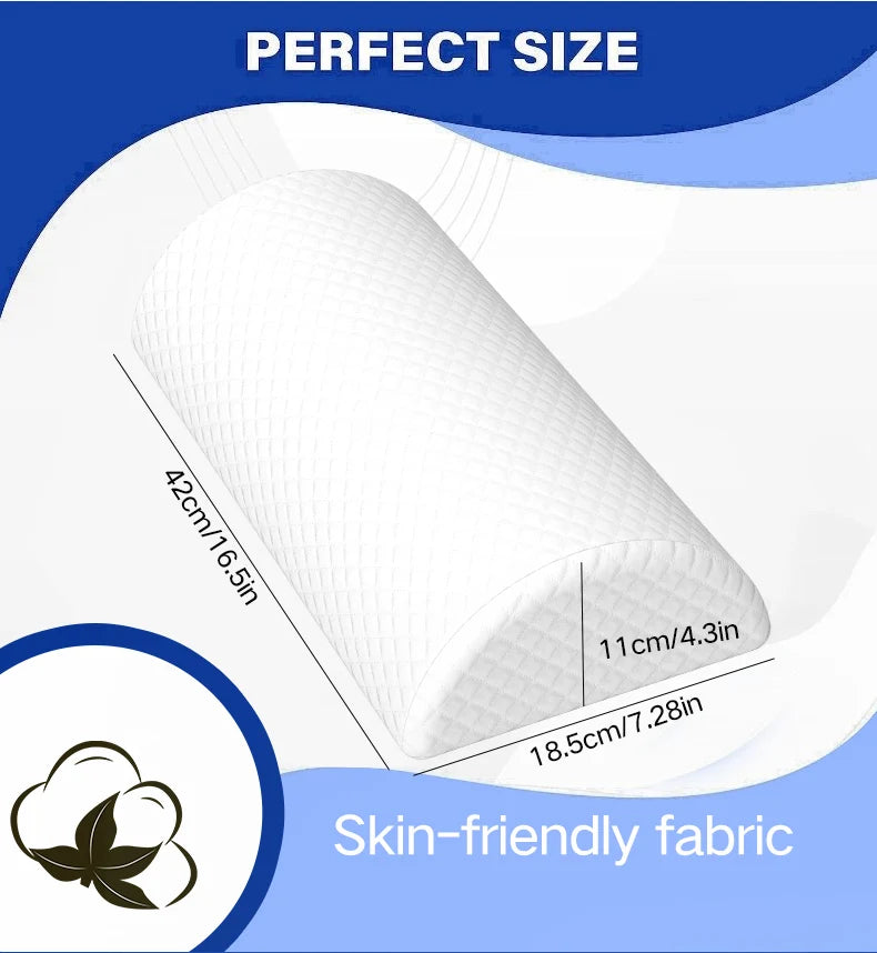 Comfort Bolster Pillow for Legs Back and Head Memory Foam Cotton Cover Lumbar Support Pillow for Semi Roll Pillow